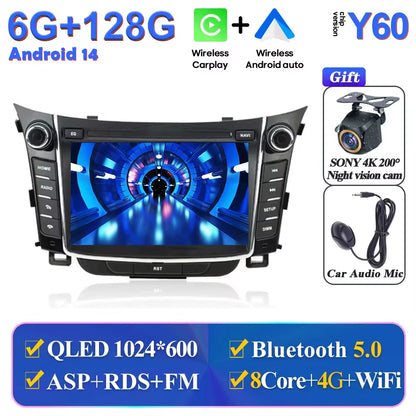 Android Car Stereo Unit Multimedia for Hyundai I30 Elantra GT 2012 - 2017 Radio Video Player GPS Wireless Carplay Android Auto