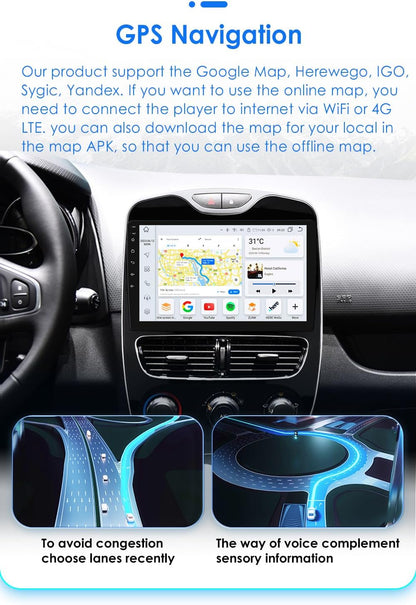 Radio De Coche Android 13 Para Renault Clio 4 ZOE 2016-2019 4G+32G GPS Navi Radio Con Carplay Inalámbrico Android Auto Bluetooth Dab Wifi 4G Mirror Link Entrada De Cámara Trasera/Frontal/Fm/Am