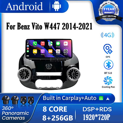12.3 Inch Android 15 Car Radio for Benz Vito W447 2014-2021 Stereo Receiver GPS Navigation DSP Video Carplay Player NO 2DIN DVD