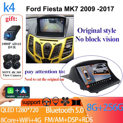 Android 14 Car Radio Carplay for Ford Fiesta Mk 6 2008-2019 Android Multimedia Video Player Touch Screen Auto Stereo Navigation
