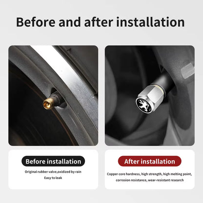 For Peugeot Anti-Theft Style Tire Valve Stem Caps Universal Stem Covers 407 508 2008 5008 107 106 205 4008 301 607 108 807