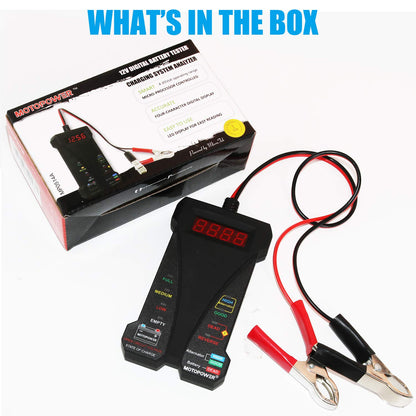 MP0514A-UK 12V Comprobador Digital De Batería Con Voltímetro Y Sistema De Carga Alternador Con Pantalla LCD E Indicador LED