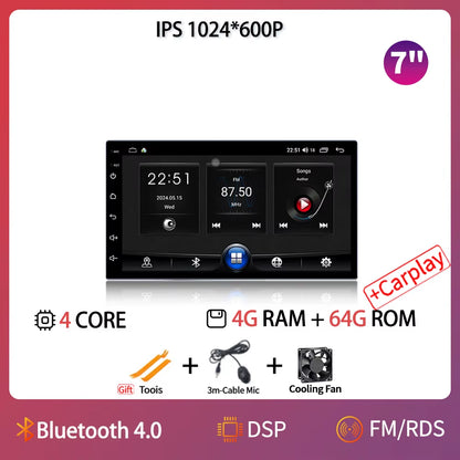 Android Car Radio Multimedia Video Player Navigation Head Unit Screen Android 14 Wireless Carplay Stereo 7" 9" 10" Inch
