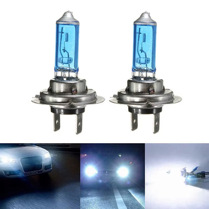 2Pcs H7 H1 H3 H4 55W 12V 6000K Halogen Bulb Headlight Blue Housing White Light Quartz Glass Lamp Bulbs Automotive Headlights