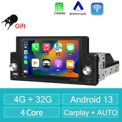 1Din Carplay Android Auto Car Radio Android 13 Multimedia Video MP3 MP5 Player with BT FM Stereo USB Plug Autoradio