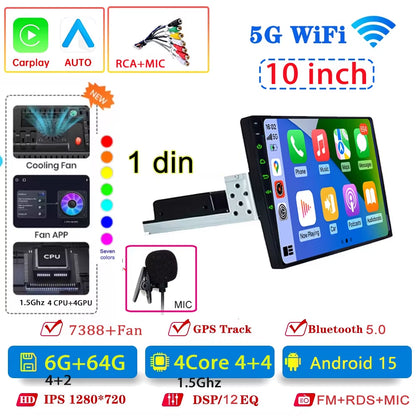 1 Din 4 Core 4G 64G 9 10 Inch Car Play Android Radio Multimedia Carplay Android Auto Stereo Receiver Player 1DIN GPS