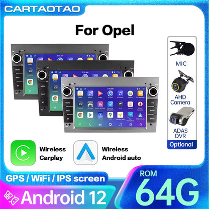 Android 12 for Opel Astra Antara Vectra Corsa Zafira Multimedia Video Player GPS Navigation Carplay Android Auto 2Din Stereo