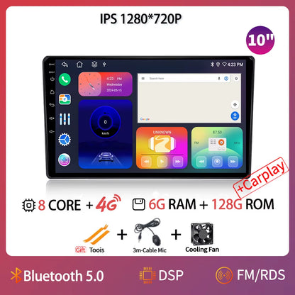 Android Car Radio Multimedia Video Player Navigation Head Unit Screen Android 14 Wireless Carplay Stereo 7" 9" 10" Inch