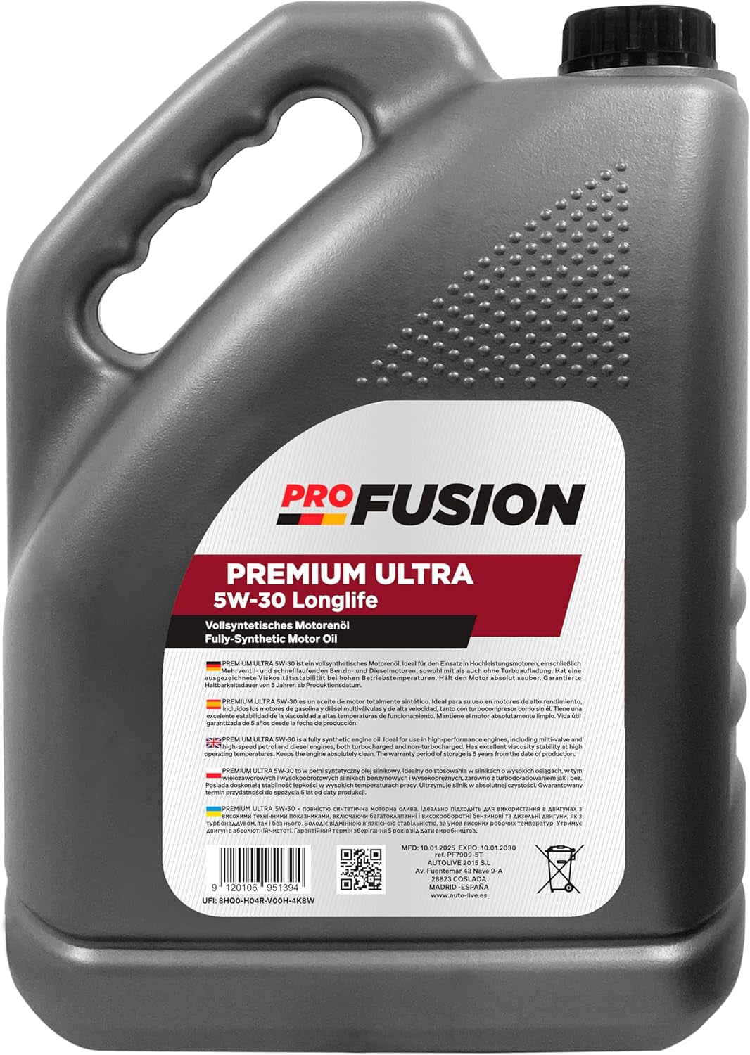 Profusion Aceite Para Motores Gasolina Y Diésel 5W-30 C3 – Lubricante Sintético Para Coche Longlife – 5L