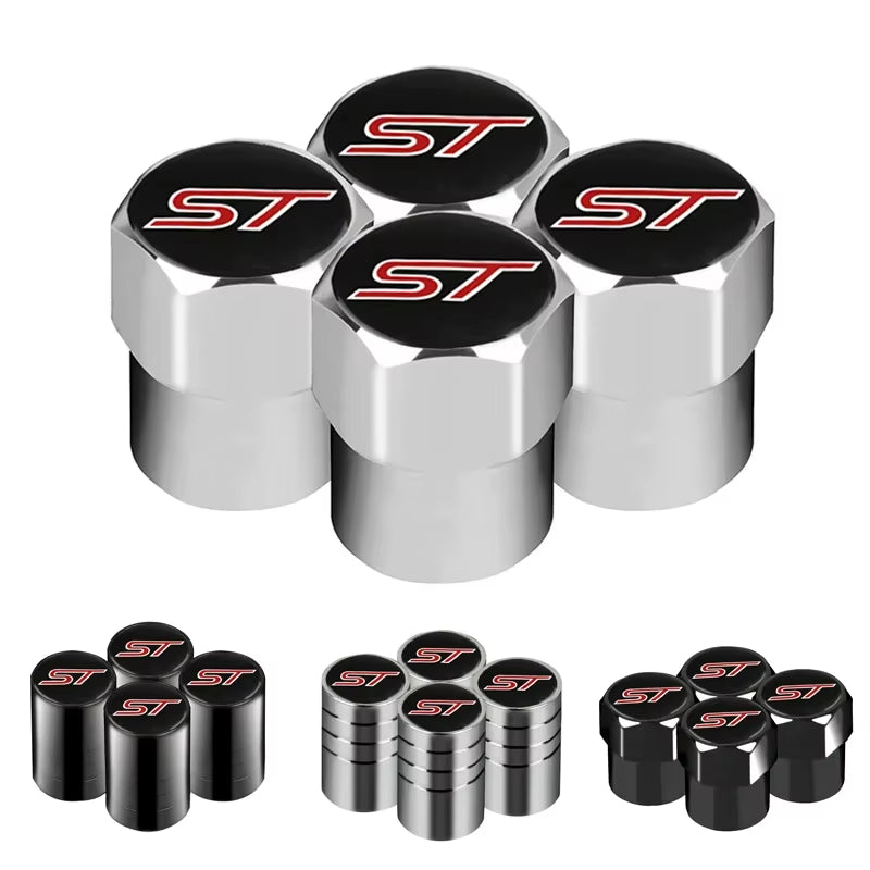 4Pcs Car-Styling ST Emblem Wheel Tire Valve Tyre Caps Case for FORD ST Focus X 2 3 Kuga MK2 MK4 FIESTA MONDEO Auto Accessories