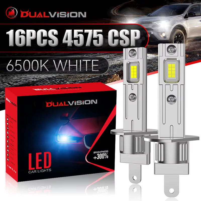 Bullvision H1 LED Headlight 2PCS H1 Led Light Canbus No Error Fanless 6500K White CSP CHIPS High Low Beam 1:1 Mini Diode 12V 24V