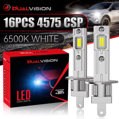 Bullvision H1 LED Headlight 2PCS H1 Led Light Canbus No Error Fanless 6500K White CSP CHIPS High Low Beam 1:1 Mini Diode 12V 24V