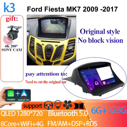 Android 14 Car Radio Carplay for Ford Fiesta Mk 6 2008-2019 Android Multimedia Video Player Touch Screen Auto Stereo Navigation