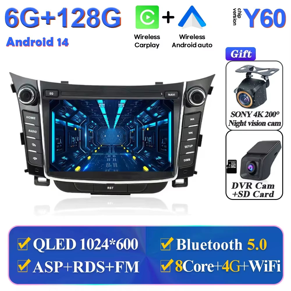 Android Car Stereo Unit Multimedia for Hyundai I30 Elantra GT 2012 - 2017 Radio Video Player GPS Wireless Carplay Android Auto