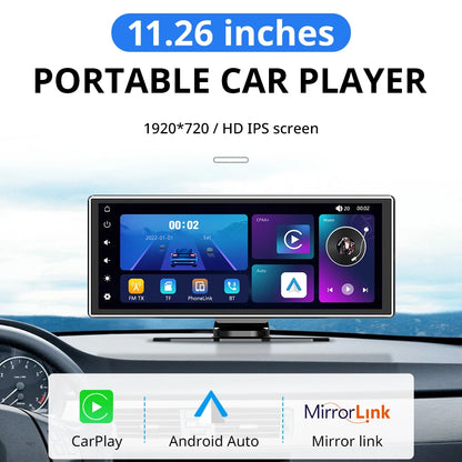 11.26 Inch IPS Carplay & Android Auto Car Radio Multimedia WIFI Video Player Compatible with Apple and Android Devices