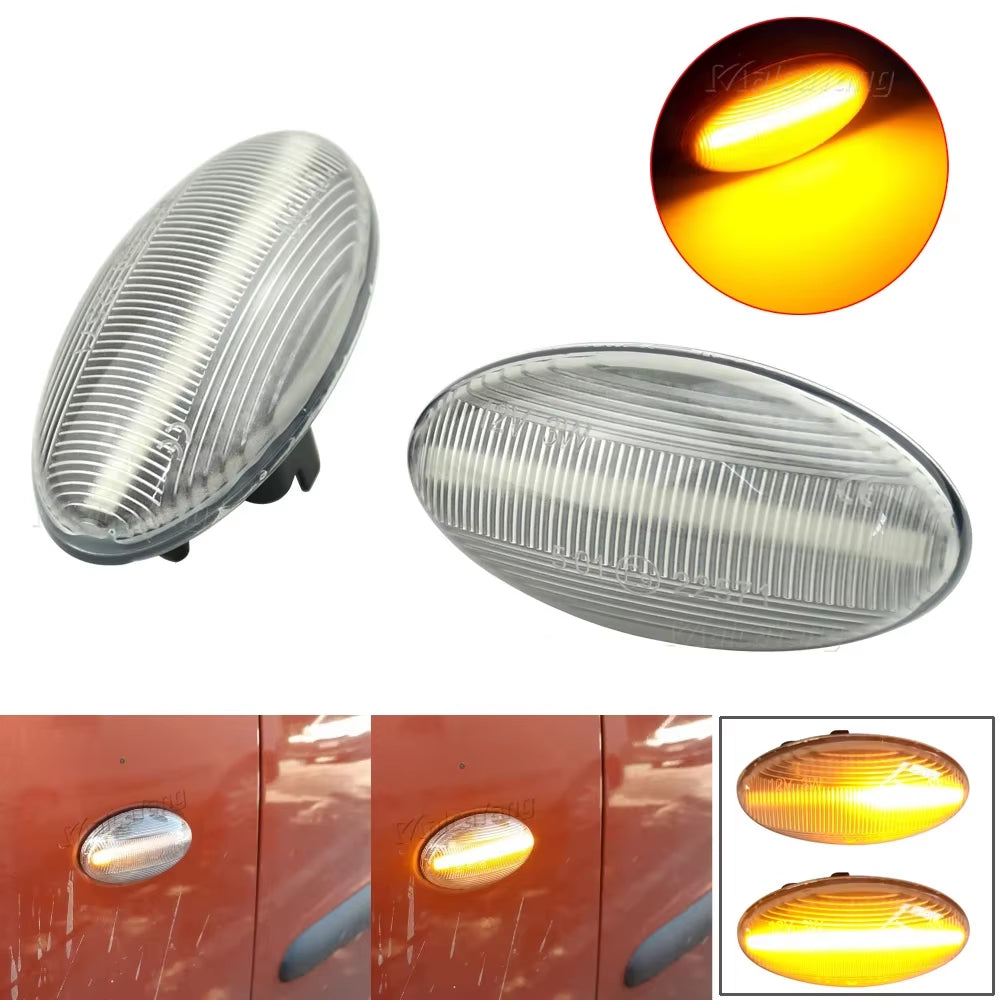2X Led Dynamic Turn Signal Side Marker Light Lamp for Peugeot 1007 107 206 307 407 607 Partner Expert