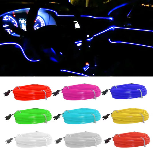 Led Cold Light Strip Interior Ambient Lighting Car Center Console Decorative Light Strip Atmosphere Light Cigarette Lighter USB