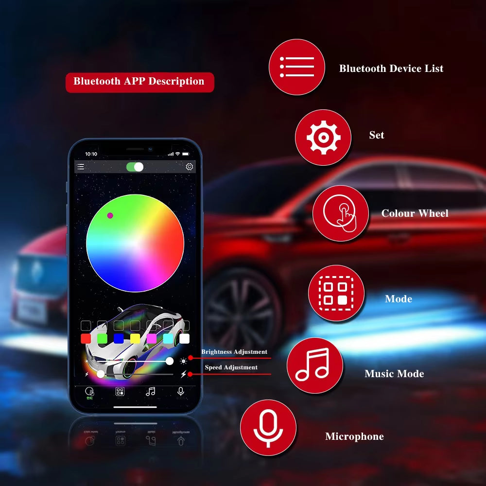 For Tesla Model Y 3 64Color RGB Ambient Light Kit Dashboard Car Center Console Center Stack APP Control LED Strips Neon Lighting