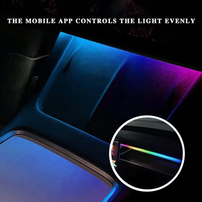 For Tesla Model Y 3 64Color RGB Ambient Light Kit Dashboard Car Center Console Center Stack APP Control LED Strips Neon Lighting