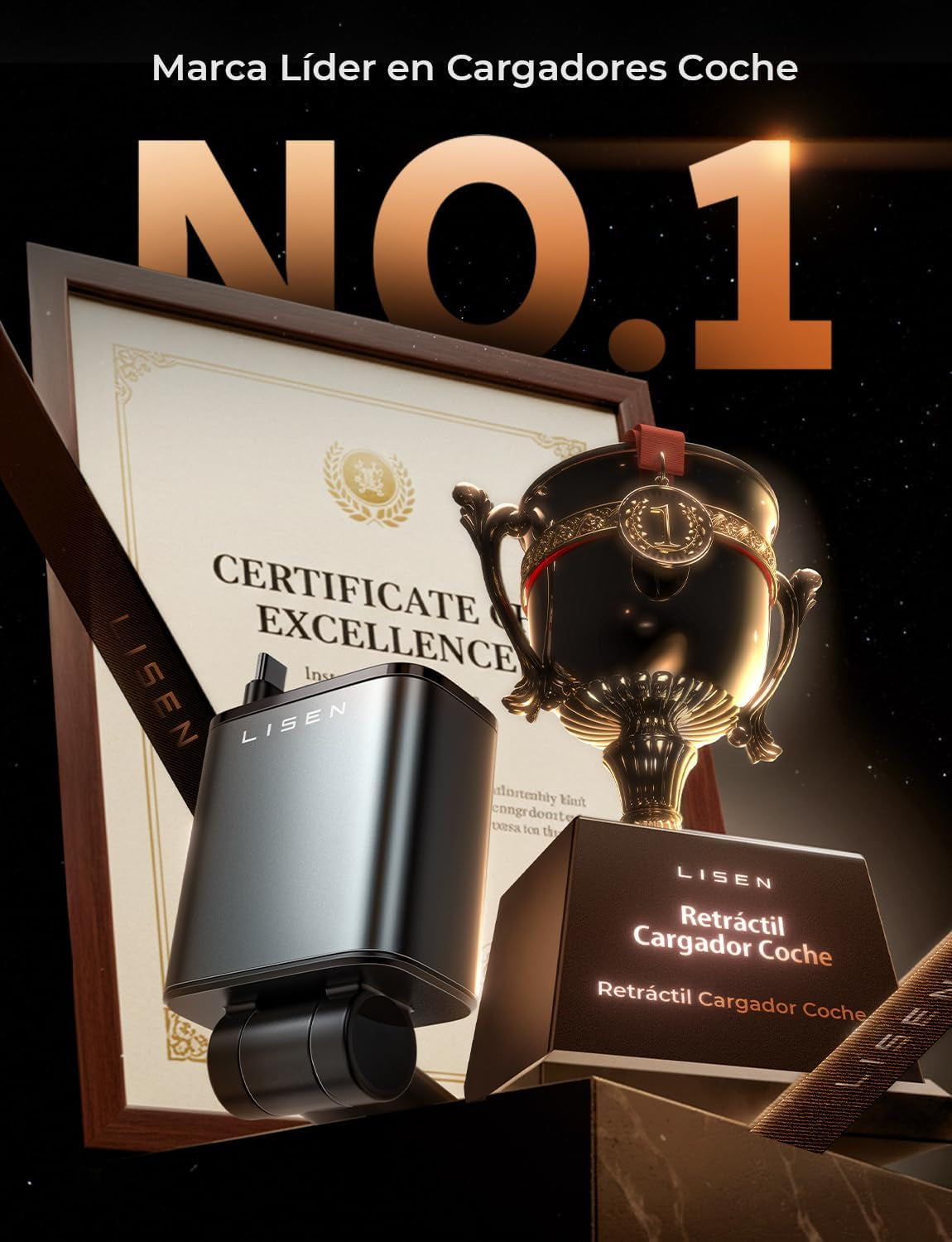 LISEN Retráctil Cargador Coche Carga Rápida 69W, Accesorios Coche Camper Furgoneta Para Iphone 16 Pro Max/E 15 Cargador Mechero USB C 12V Para Samsung S25 Xiaomi Regalos Originales Mujer Gadgets