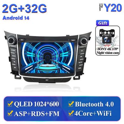 Android Car Stereo Unit Multimedia for Hyundai I30 Elantra GT 2012 - 2017 Radio Video Player GPS Wireless Carplay Android Auto