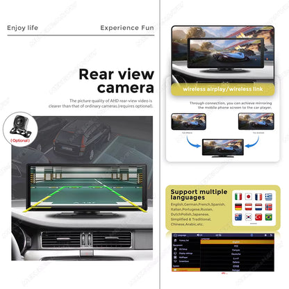 10.26"/6.86" Universal Car Radio Screen Wireless Carplay Android Auto Multimedia Video Player Monitor Dashboard Rearview Cam DSP