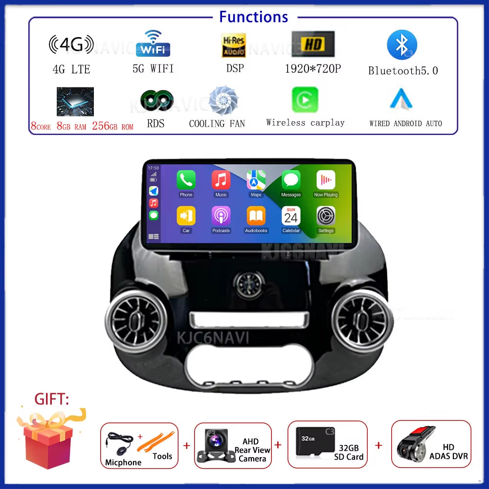 12.3 Inch Android 15 Car Radio for Benz Vito W447 2014-2021 Stereo Receiver GPS Navigation DSP Video Carplay Player NO 2DIN DVD