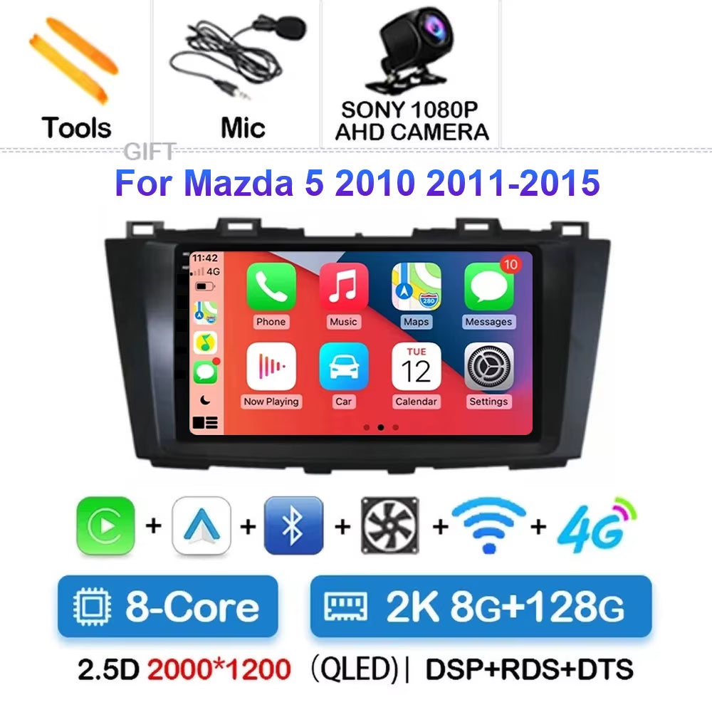Android 15 for Mazda 5 CW 2010 - 2015 Car Radio Multimedia Video Player Navigation for Android Auto Carplay Wifi GPS Stereo