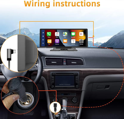 Podofo La Última Radio De Coche Portátil Inalámbrica Apple Carplay Y Android Auto,Pantalla Táctil IPS 1080P De 9,3 Pulgadas,Radio Estéreo Para Coche,Bluetooth, Aux,Control De Voz,Transmisor FM,TF