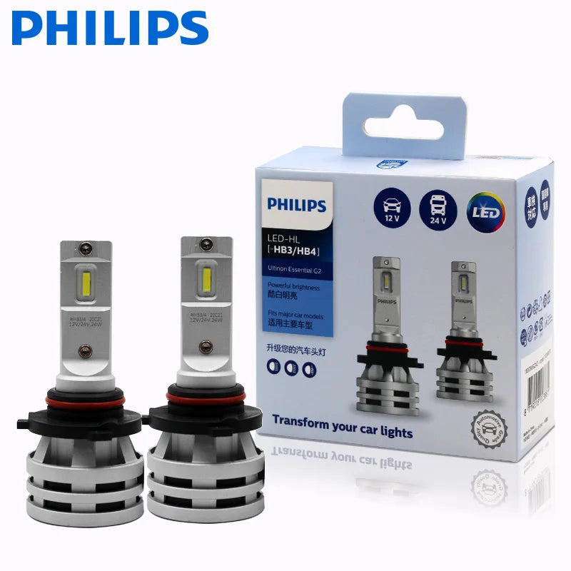 Philips Ultinon Essential G2 LED H1 H4 H7 H8 H11 H16 HB3 HB4 H1R2 9003 9005 9006 9012 6500K Car Headlight Auto Fog Lamp (2 Pack)