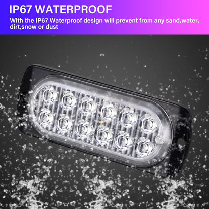 Willpower 2Pcs 12LED Luces De Advertencia De Emergencia Rojo Luz Estroboscópica Intermitente Peligro 12V 24V Barra De Luz Impermeable Pour Coche Vehículo Camión Caravana Motocicleta Universal