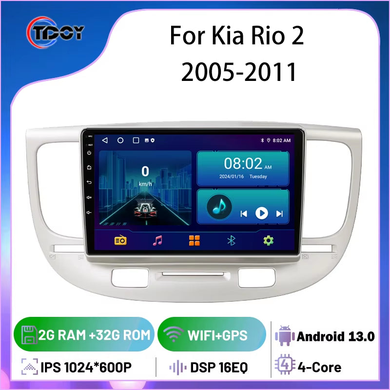 2Din Android Car Radio for Kia Rio 2 2005-2011 Autoradio Multimedia Automotive Carplay Android Auto Wireless Amplifier Car Video