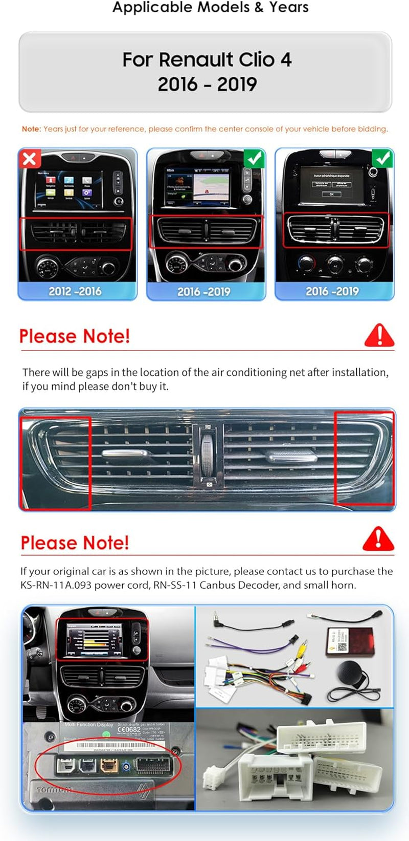 Radio De Coche Android 13 Para Renault Clio 4 ZOE 2016-2019 4G+32G GPS Navi Radio Con Carplay Inalámbrico Android Auto Bluetooth Dab Wifi 4G Mirror Link Entrada De Cámara Trasera/Frontal/Fm/Am