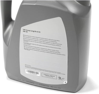 Aceite Motor Longlife III FE SAE 0W-30 Aprobación VW 50400 50700, 5 Litros GS55545M4EUR