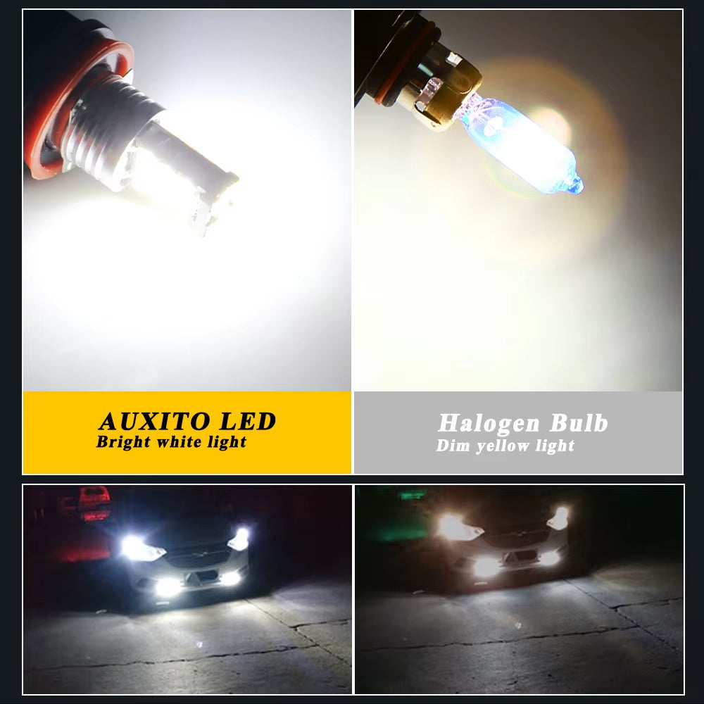 2PCS H1 H3 LED Fog Light Super Bright 4014 Chips 45MSD Car Lights Daytimes Running Light 12V White