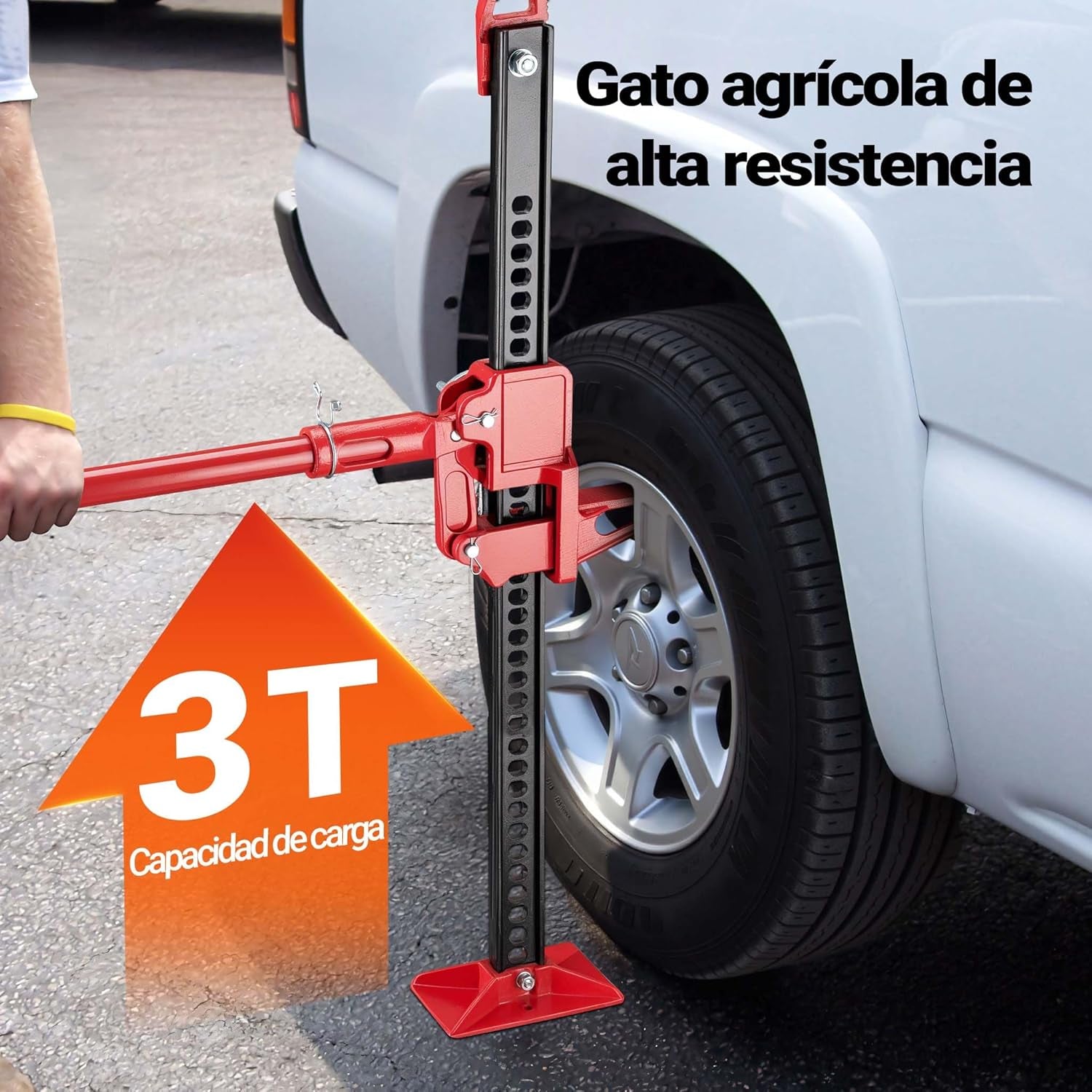 Wiltec Gato Hidráulico De 48 Pulgadas Hasta 3000 Kg, Máx. 105 Cm De Elevación, Offroad Farm Jack, Cabrestante Para Todoterrenos, SUV Y ATV