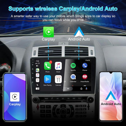 Para Peugeot 407 Radio, Android 13 Car Radio GPS Navigation Para Peugeot 407 2004-2011, Pantalla Táctil De 9 Pulgadas, Android 13 Octa-Core 64 GB ROM 4 GB