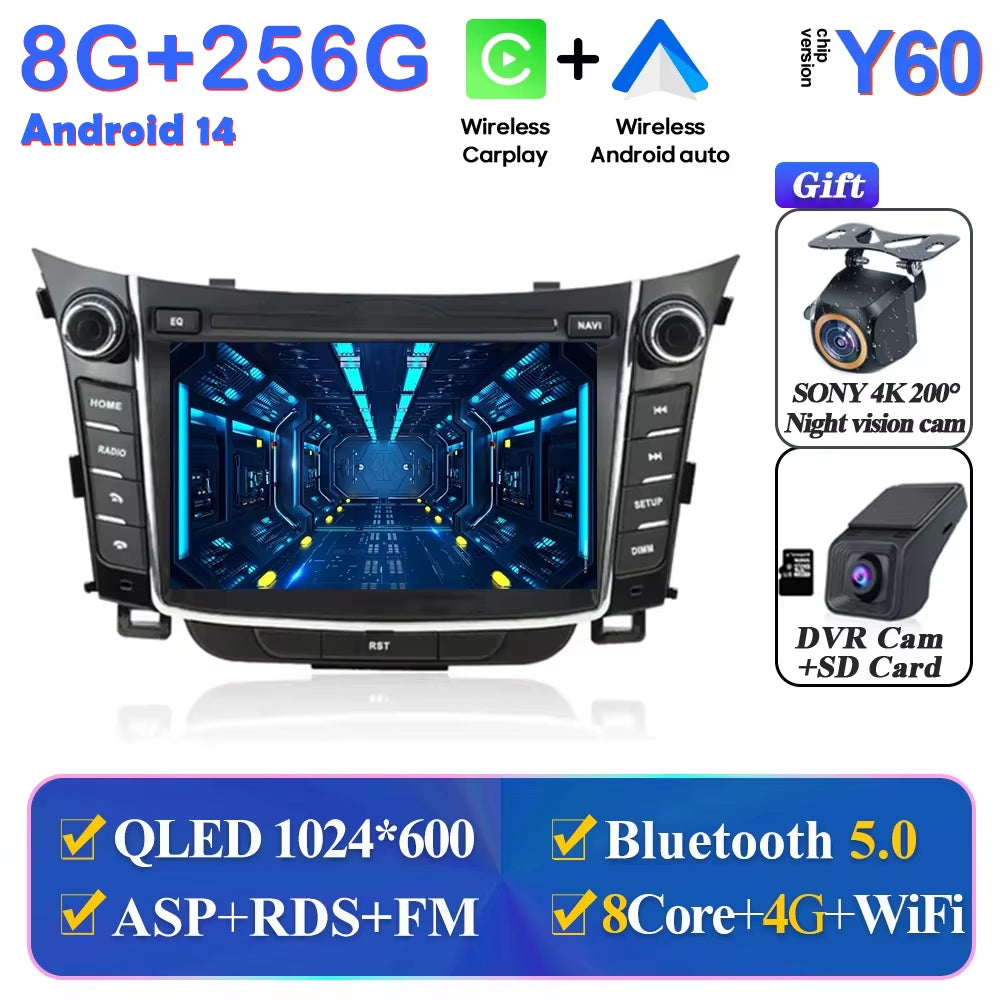 Android Car Stereo Unit Multimedia for Hyundai I30 Elantra GT 2012 - 2017 Radio Video Player GPS Wireless Carplay Android Auto