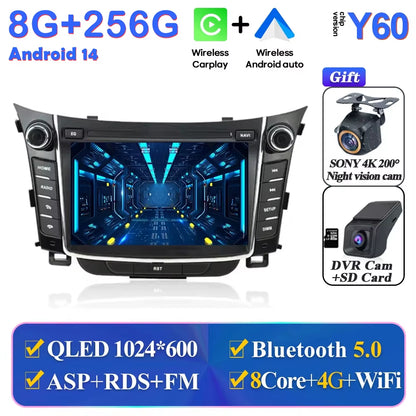 Android Car Stereo Unit Multimedia for Hyundai I30 Elantra GT 2012 - 2017 Radio Video Player GPS Wireless Carplay Android Auto