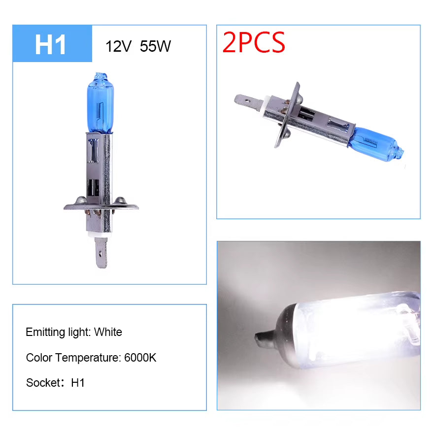 2PCS H1 12V Standard Super White Halogen Lamp 6000K Headlight Auto Fog Lamp 55W 100W Car Halogen Bulb Light Bulbs for Cars