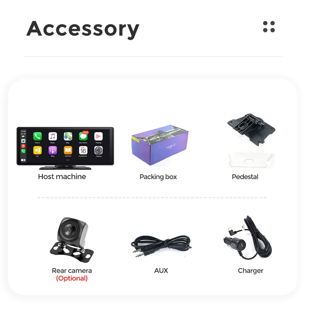 10.26"/6.86" Universal Car Radio Screen Wireless Carplay Android Auto Multimedia Video Player Monitor Dashboard Rearview Cam DSP