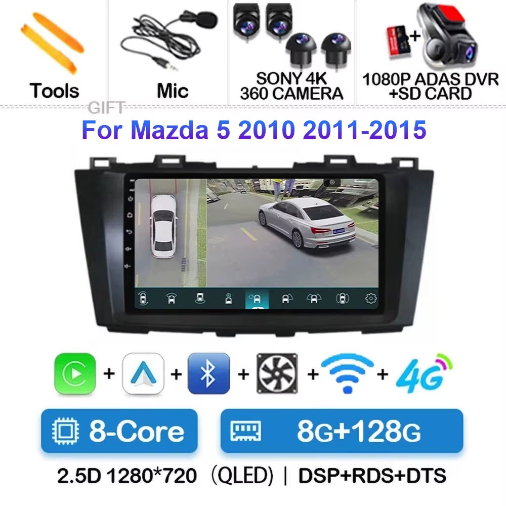 Android 15 for Mazda 5 CW 2010 - 2015 Car Radio Multimedia Video Player Navigation for Android Auto Carplay Wifi GPS Stereo