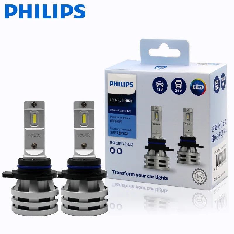 Philips Ultinon Essential G2 LED H1 H4 H7 H8 H11 H16 HB3 HB4 H1R2 9003 9005 9006 9012 6500K Car Headlight Auto Fog Lamp (2 Pack)