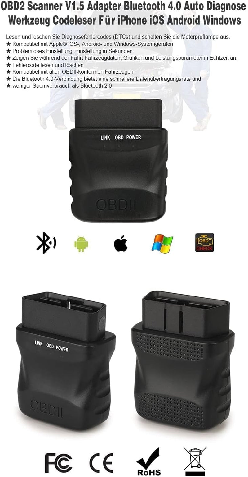 Mini OBD2 Herramienta De Diagnóstico OBD2 Bluetooth Herramienta De Escáner De Diagnóstico De Coche Versión 1,5 Lector De Código De Motor De Diagnóstico Para Dispositivo Android
