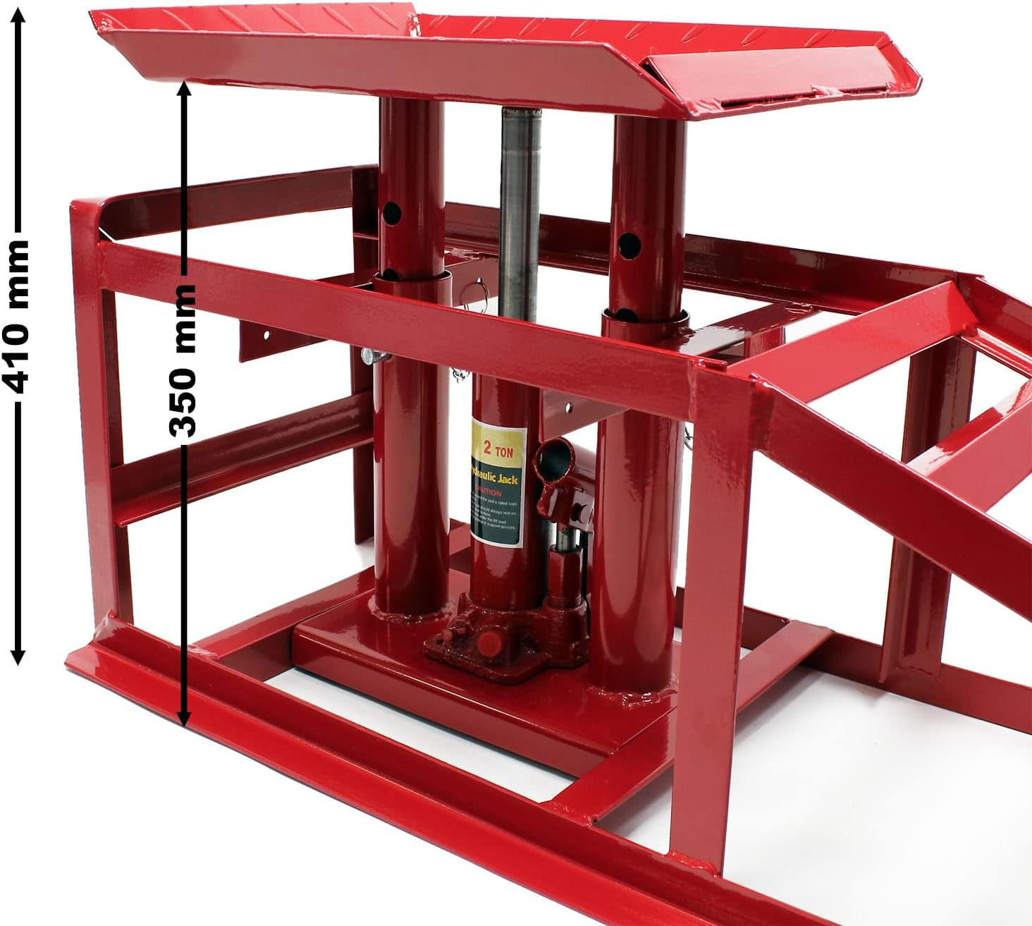 Rampa De Carga Set 2X Rampas Con Gato Hidráulico Coches Integrado 2000Kg Taller Garaje Mantenimiento