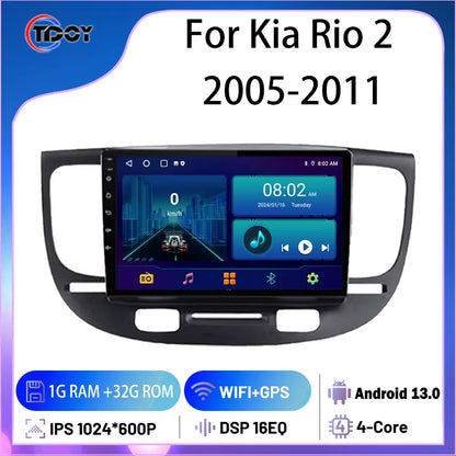 2Din Android Car Radio for Kia Rio 2 2005-2011 Autoradio Multimedia Automotive Carplay Android Auto Wireless Amplifier Car Video