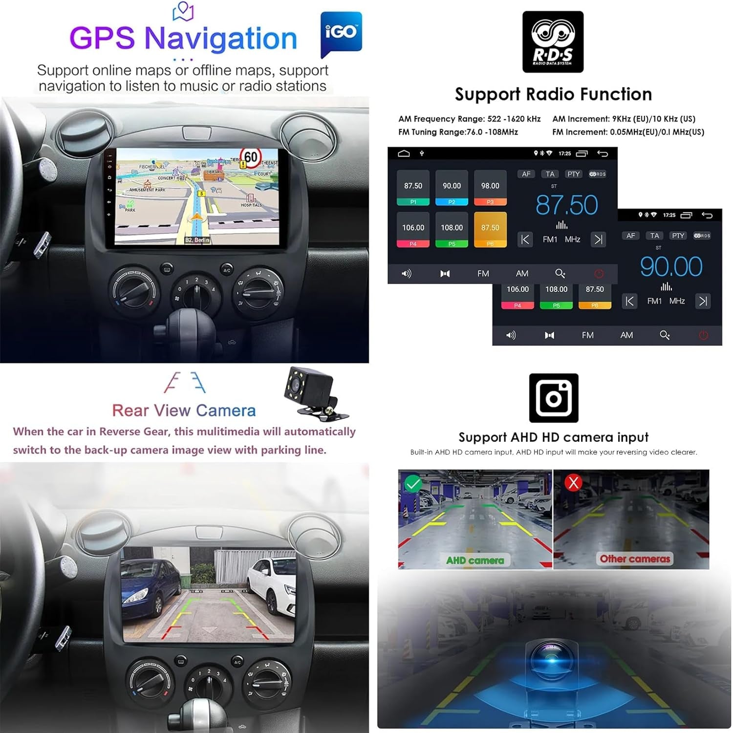 Estéreo Para Automóvil Android 10 De Doble DIN Con Navegación Por Satélite Para MA-ZDA 5 2005-2010, Pantalla Táctil De 9 Pulgadas, GPS Multimedia Con Enlace De Espejo, Bluetooth, Wifi, FM/RDS, Radio C