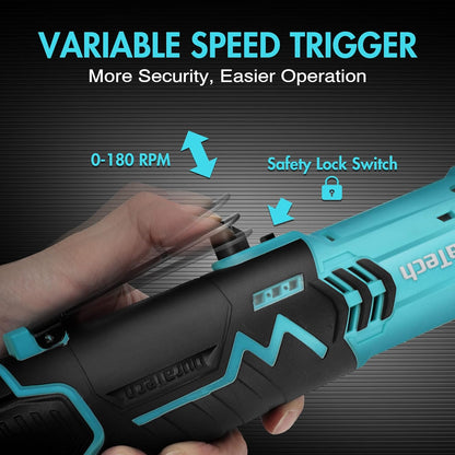 Llave De Carraca Eléctrica Inalámbrica, 12V Atornillador De Impacto, Llave De Trinquete Con Carga Rápida, 2 Packs De Batería De 2000Mah, Gatillo De Velocidad Variable, 65N.M