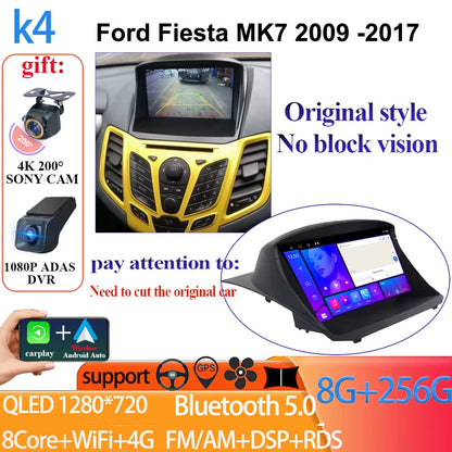 Android 14 Car Radio Carplay for Ford Fiesta Mk 6 2008-2019 Android Multimedia Video Player Touch Screen Auto Stereo Navigation