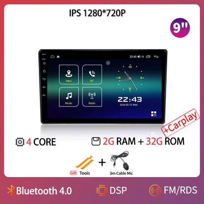 Android Car Radio Multimedia Video Player Navigation Head Unit Screen Android 14 Wireless Carplay Stereo 7" 9" 10" Inch